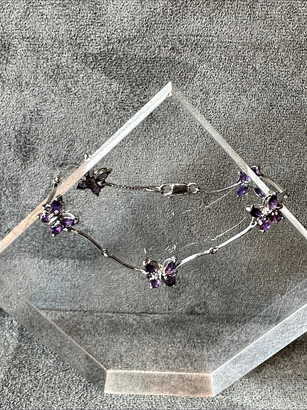 Purple Floral Gemstone Bracelet